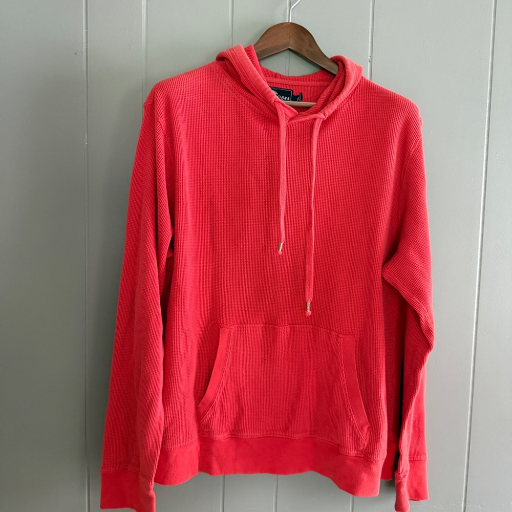 Distressed American Living Men XXL Waffle Knit‎ Thermal Hoodie Cotton Pullover